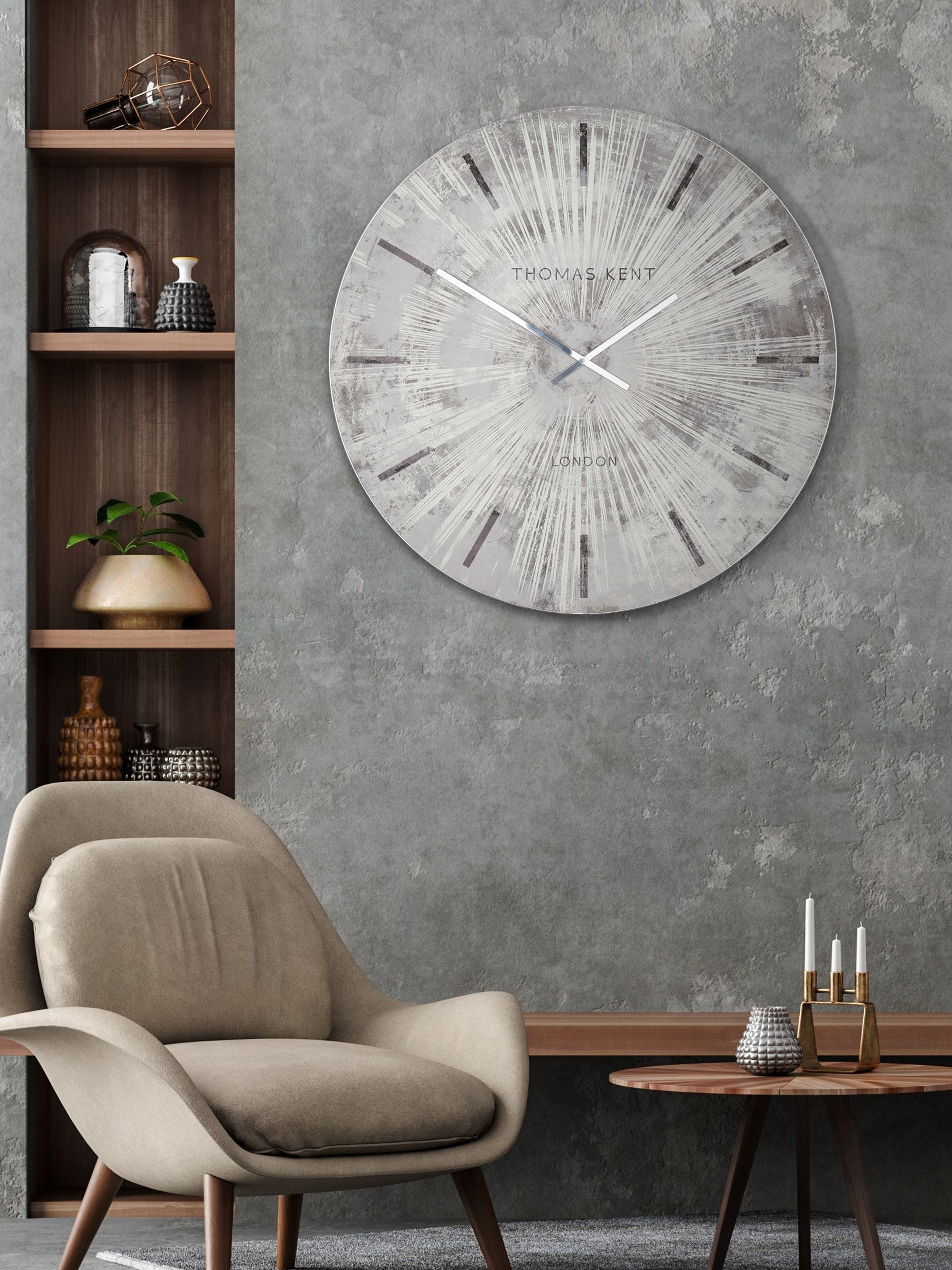 Thomas Kent Clocks Silver Starburst Oversized Wall Clock