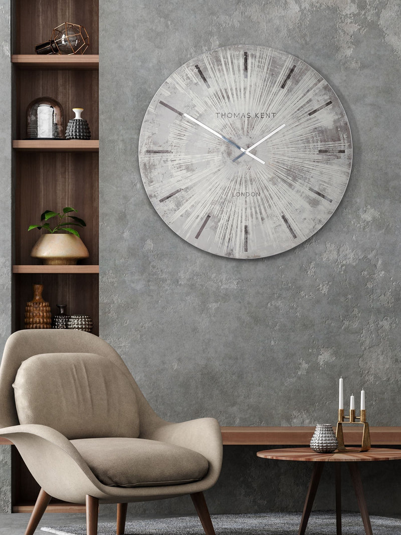 Thomas Kent Clocks Silver Starburst Oversized Wall Clock