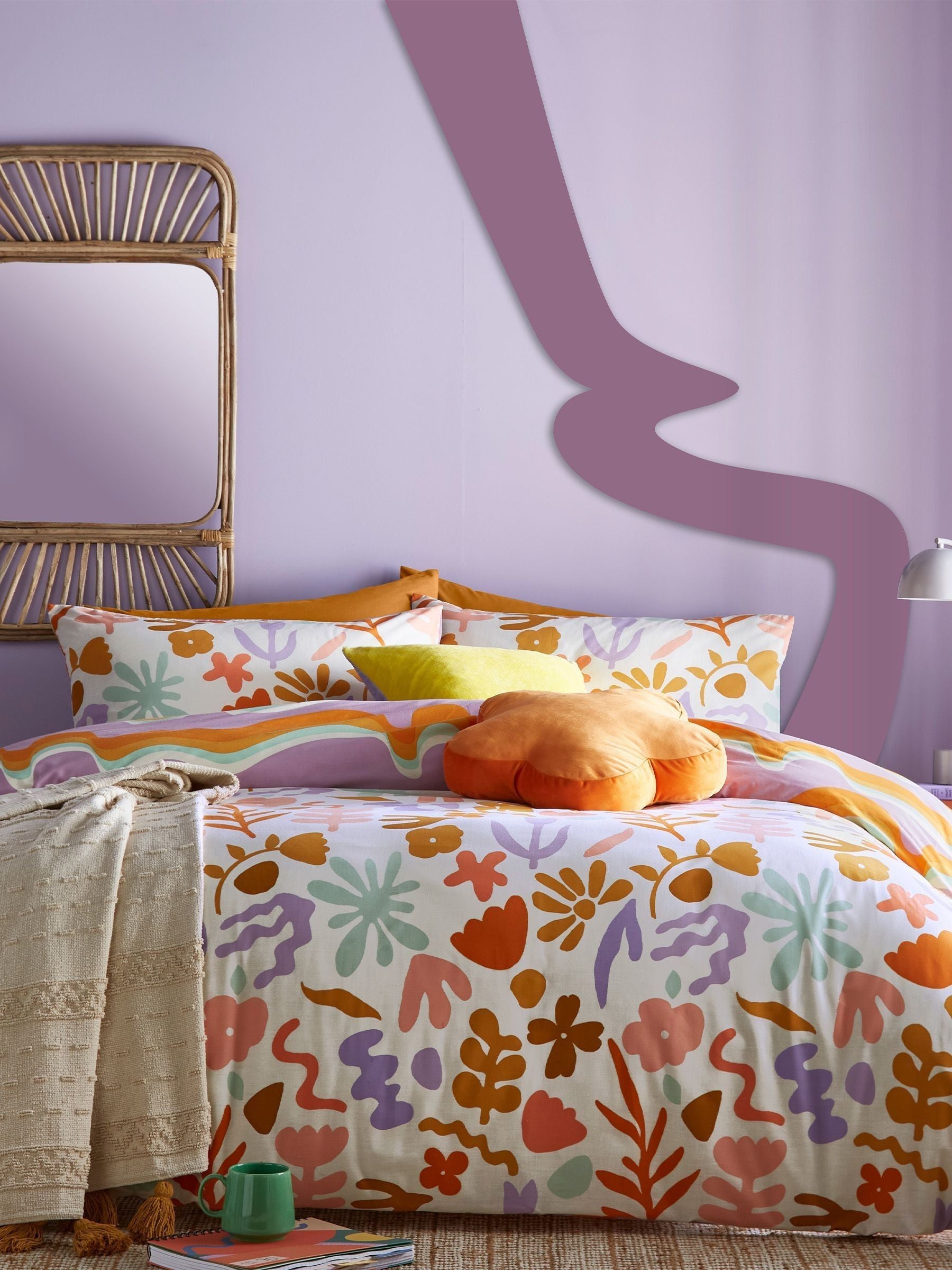 Pink Amelie Floral Print Reversible Duvet Cover and Pillowcase Set - British product