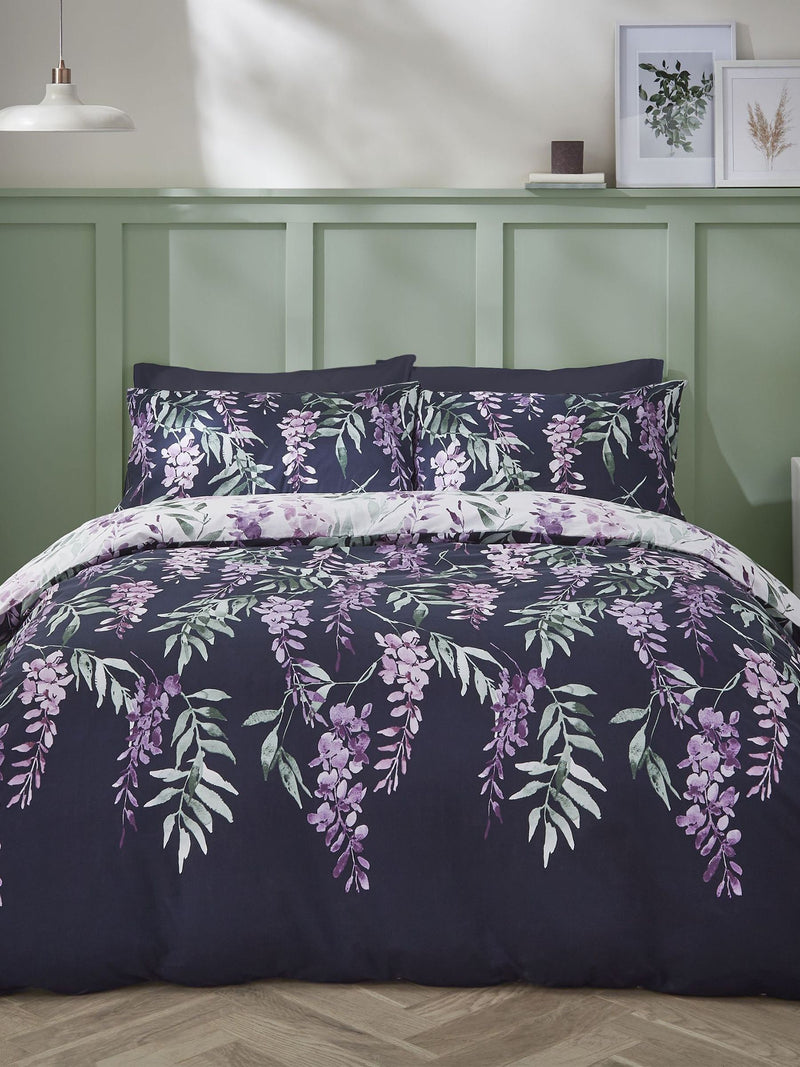 Catherine Lansfield White Wisteria duvet cover and pillowcase set - British product