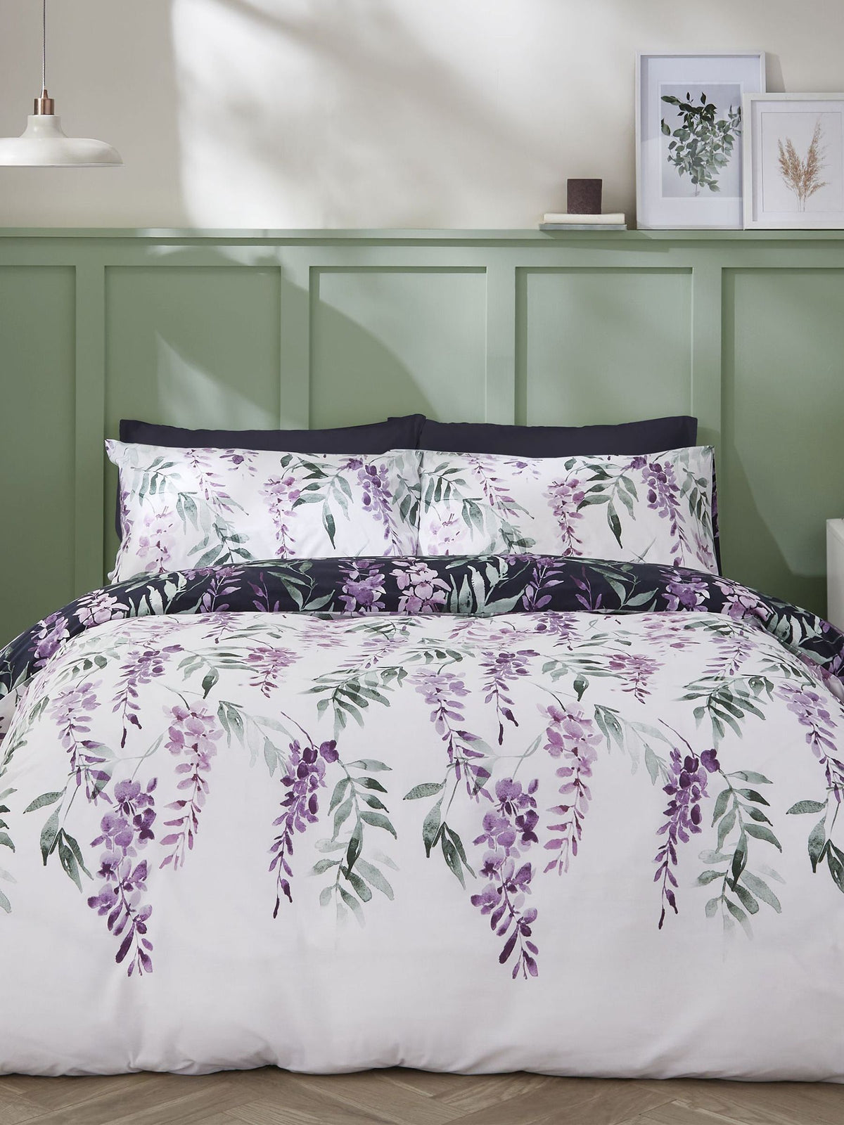 Catherine Lansfield White Wisteria duvet cover and pillowcase set - British product