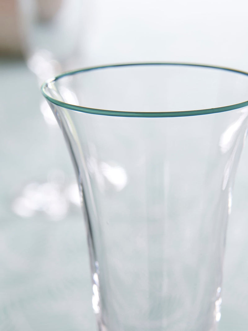 Nina Campbell green rim meadow champagne flute glasses set of 4, imported from the UK