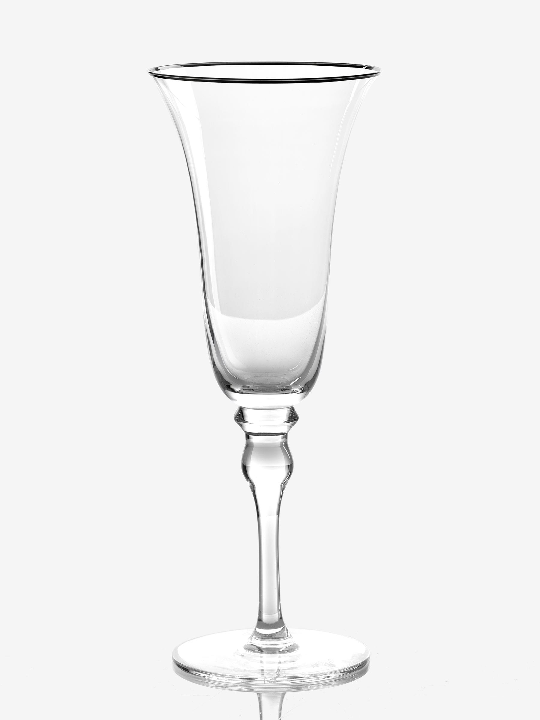 Nina Campbell green rim meadow champagne flute glasses set of 4, imported from the UK