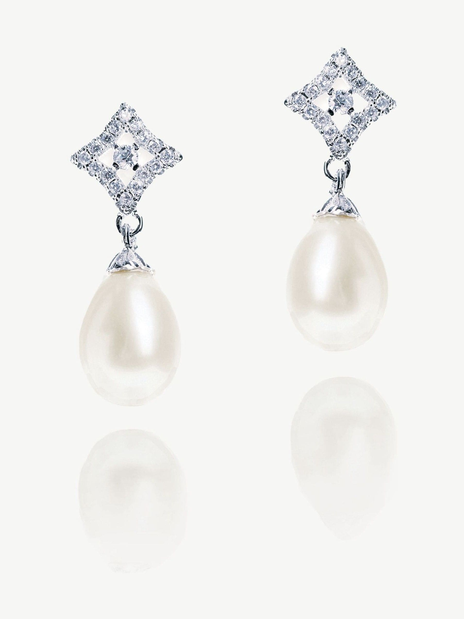 Ivory & Co Silver Tone Morocco Crystal and Pearl Earrings