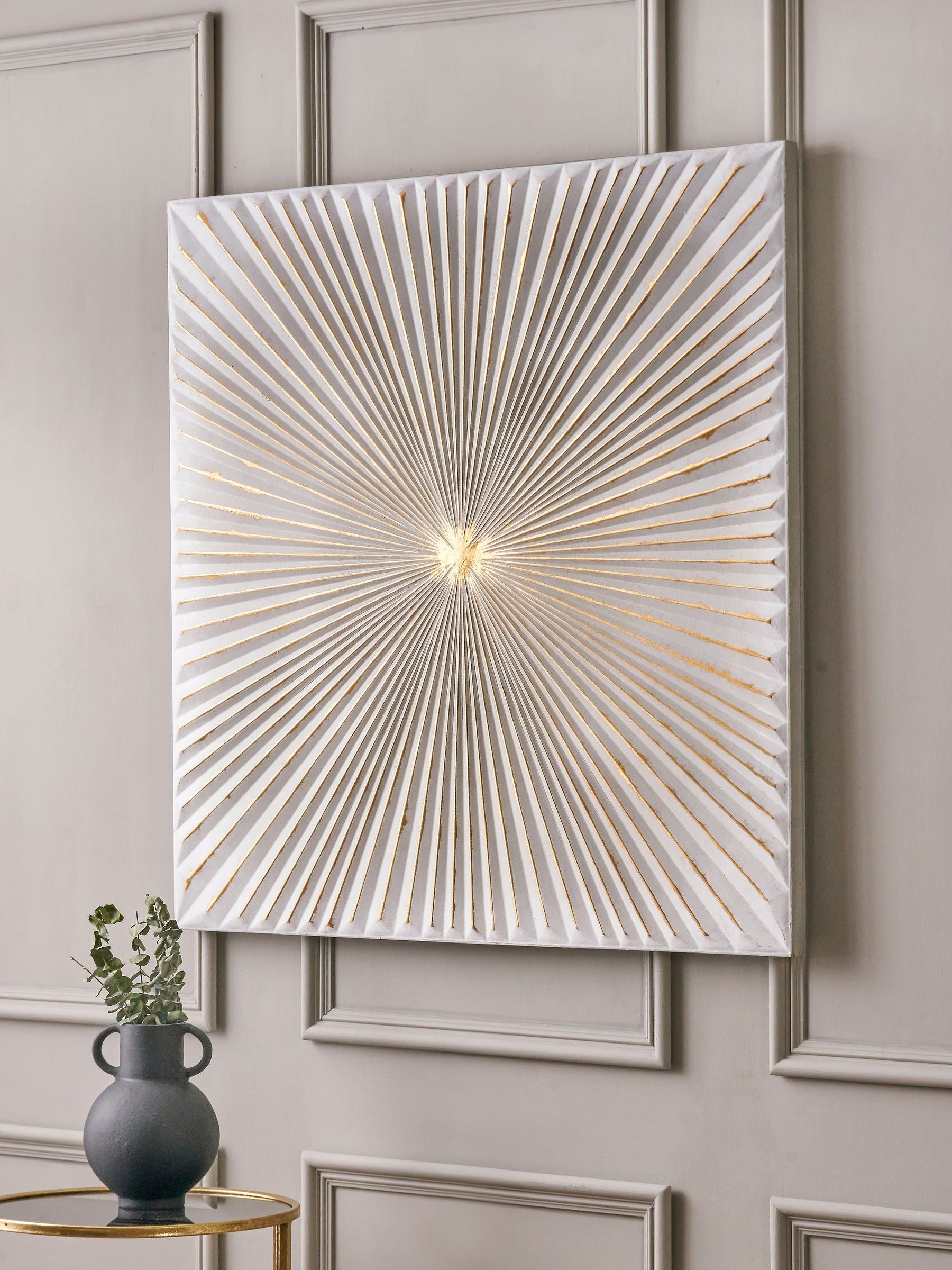 Pacific Gold Metal Sunburst Wall Art 100cm, imported from the UK