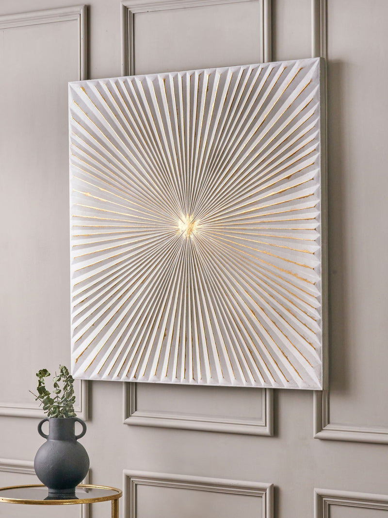 Pacific Gold Metal Sunburst Wall Art 100cm, imported from the UK