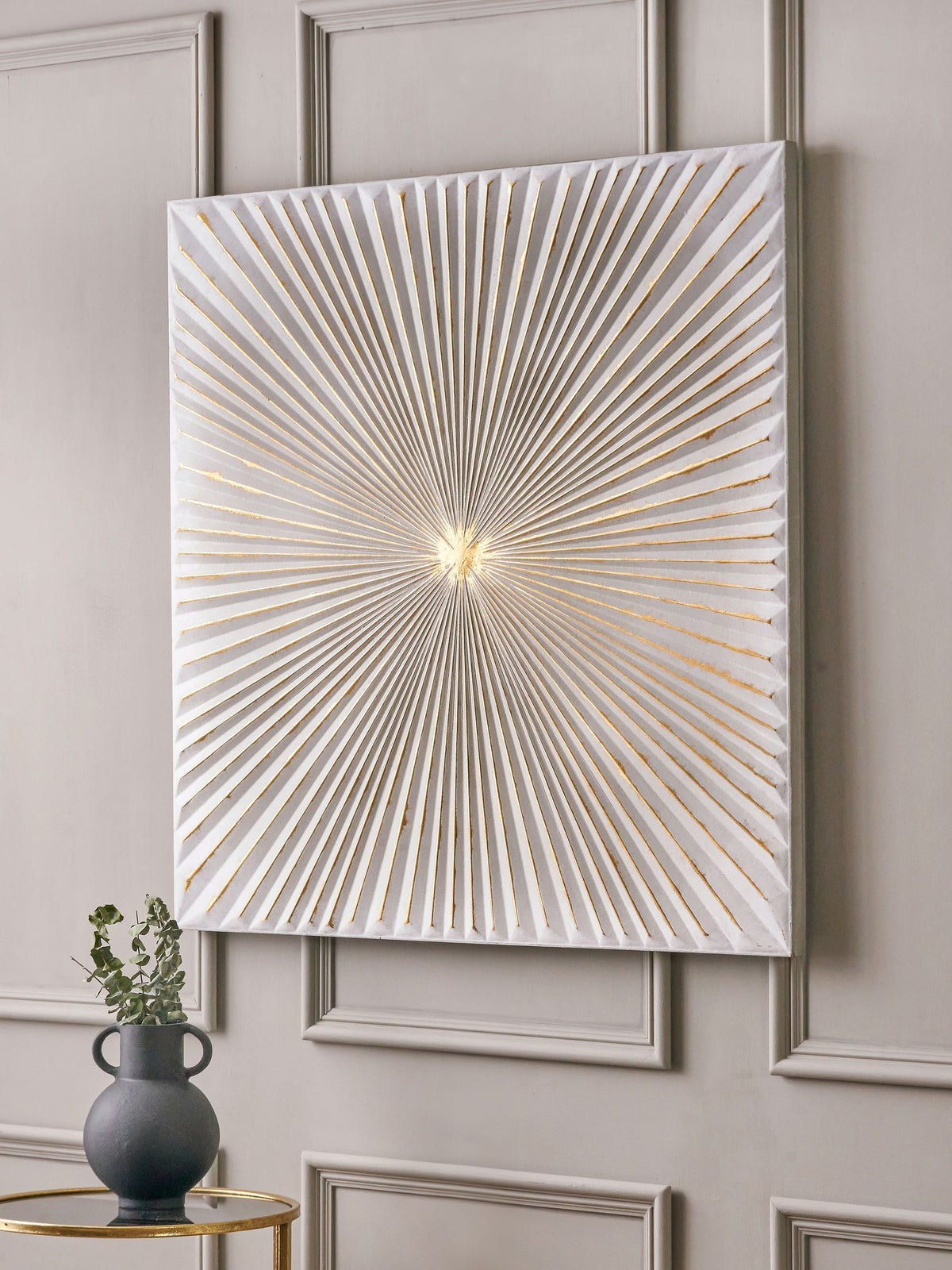 Pacific Gold Metal Sunburst Wall Art 100cm, imported from the UK