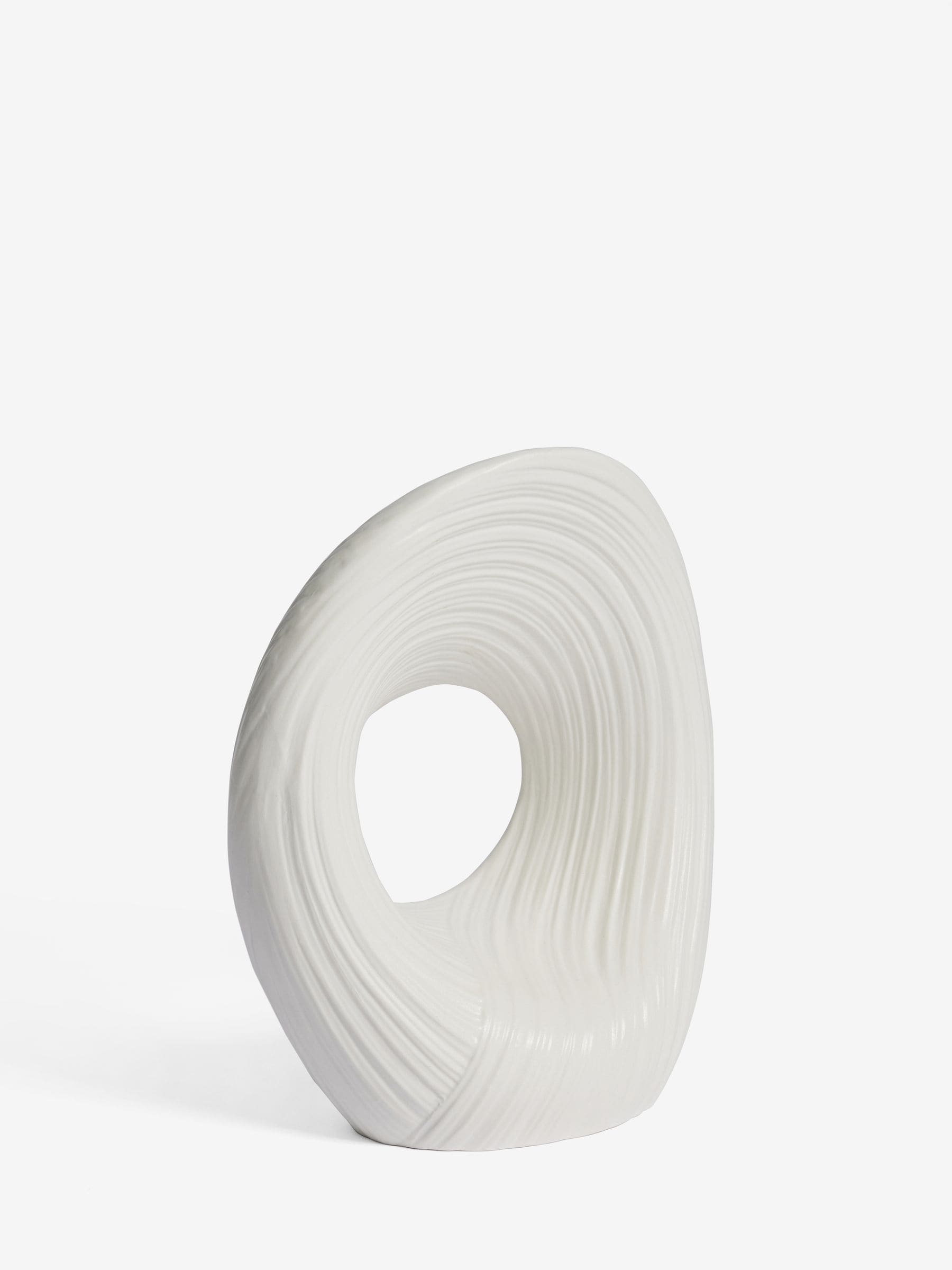 White pleated stoneware ornament with abstract shape (British brand)
