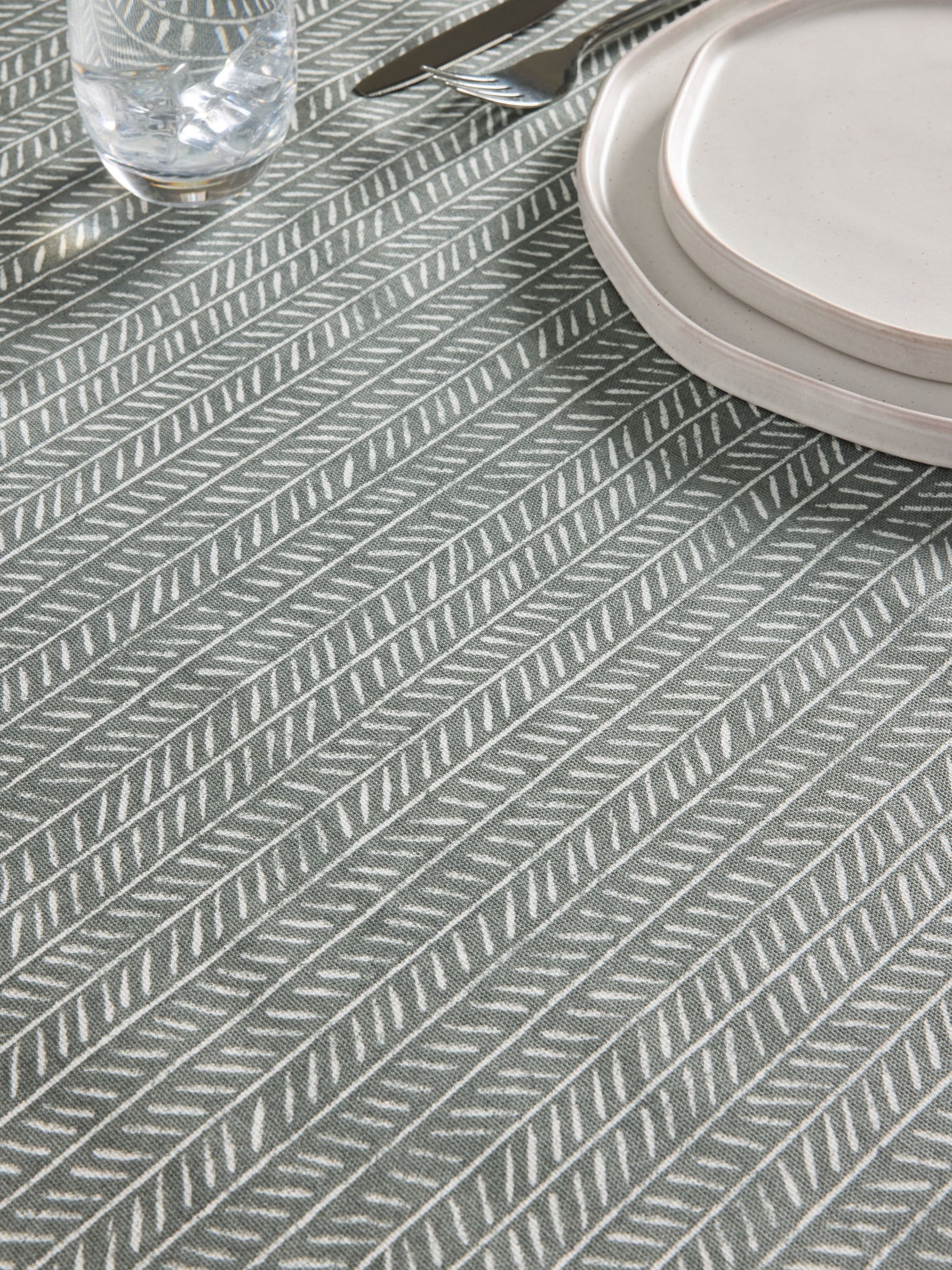 Charcoal Grey Chevron Wipe Clean Tablecloth