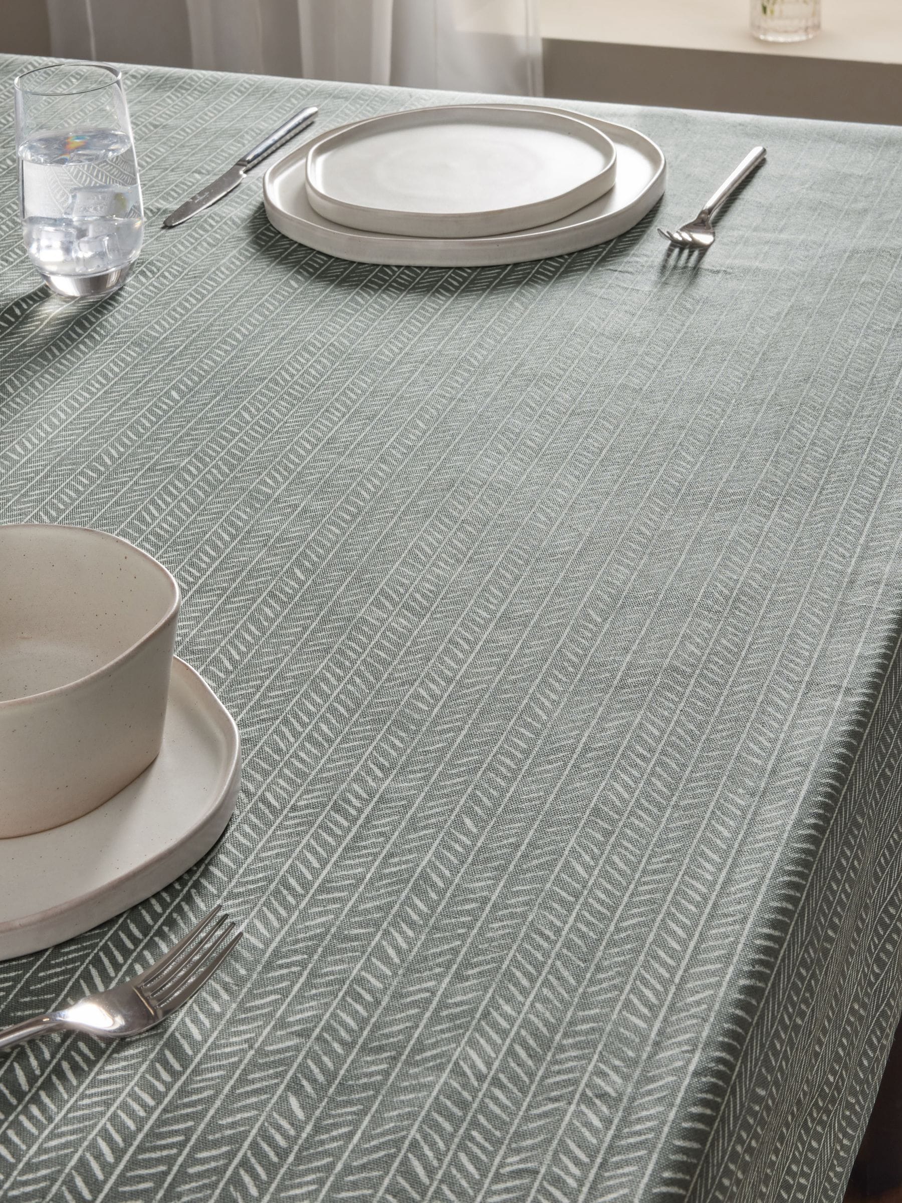 Charcoal Grey Chevron Wipe Clean Tablecloth