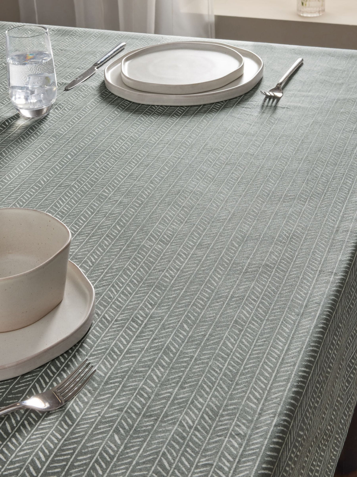 Charcoal Grey Chevron Wipe Clean Tablecloth