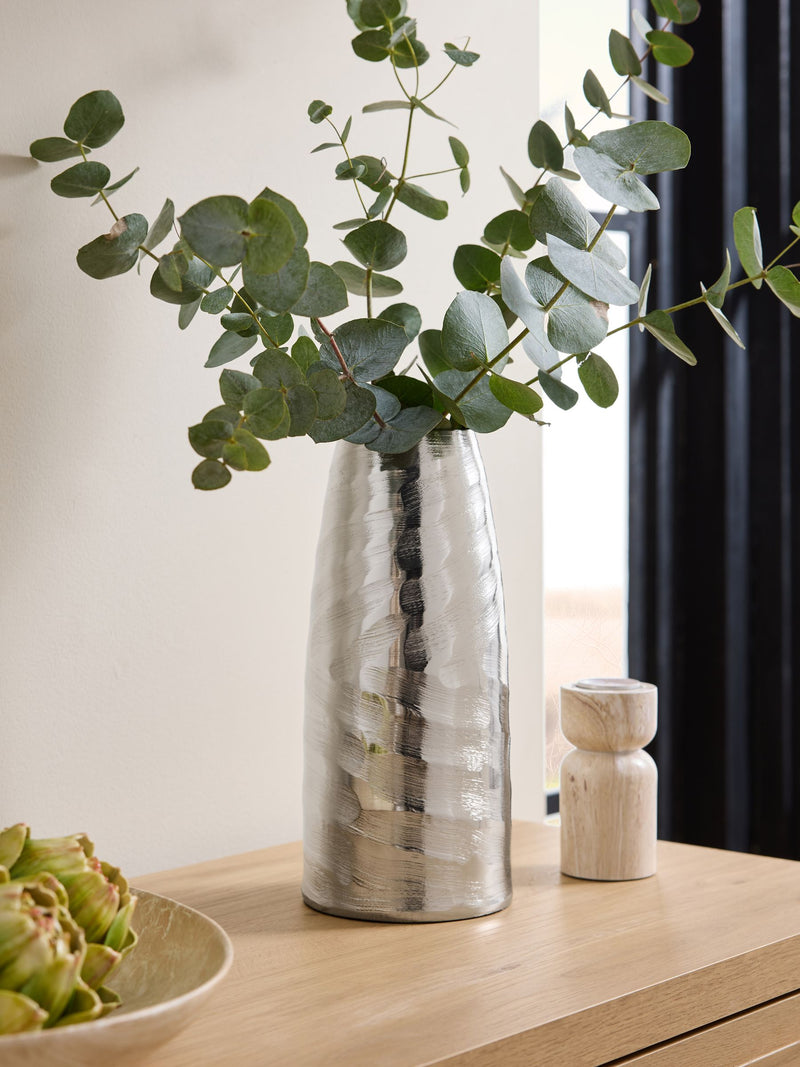 Silver medium metal textured vase (British brand)