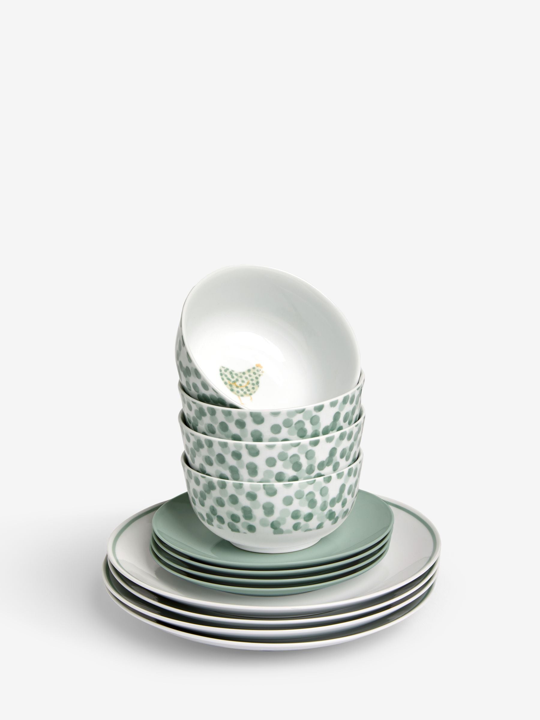 Sage green chicken dinner set 12 piece (British brand)