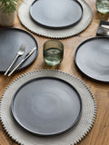 Set of 4 Charcoal Grey Stamford Dinner Plates