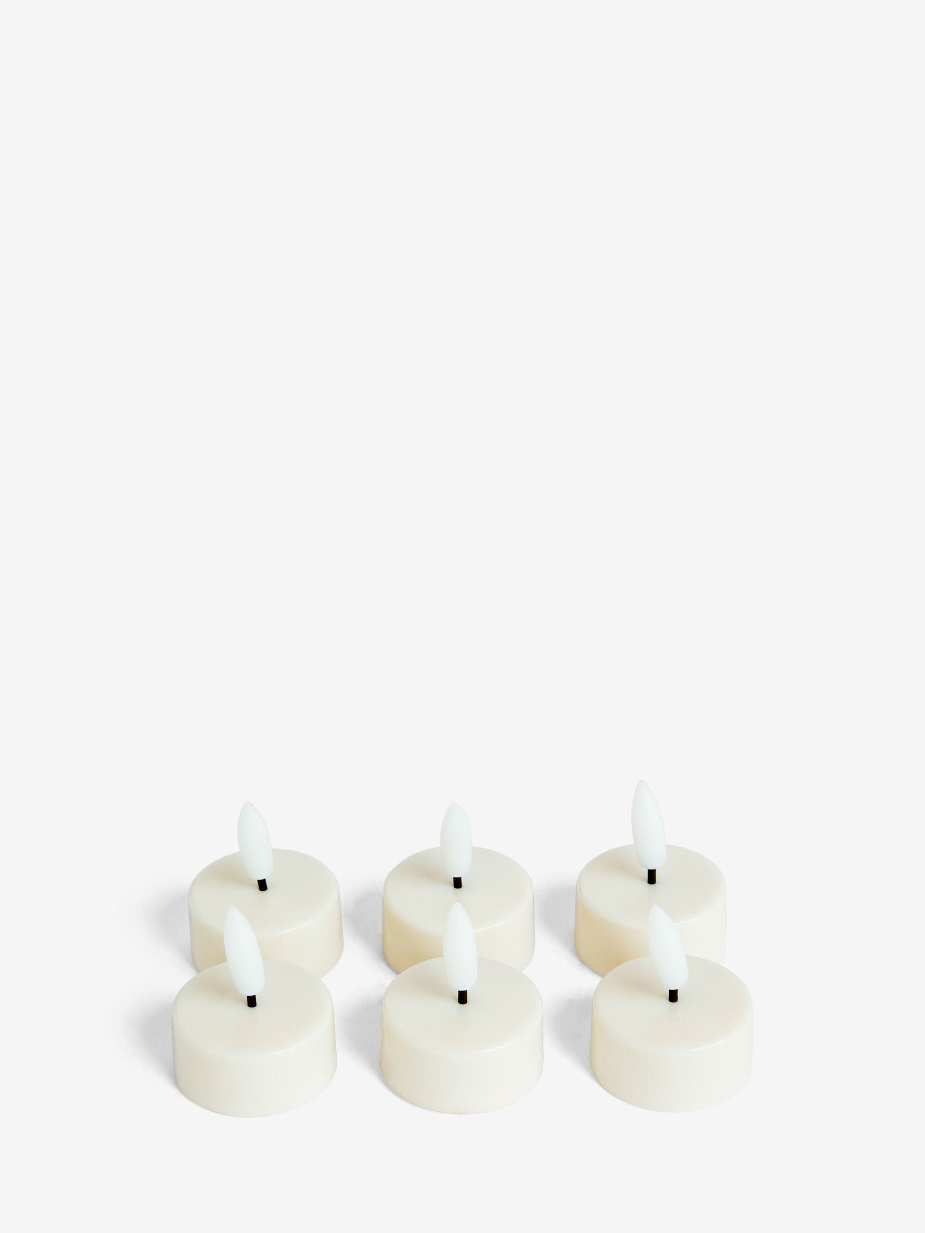 Set of 6 White LED Tea Light Unscented Candles