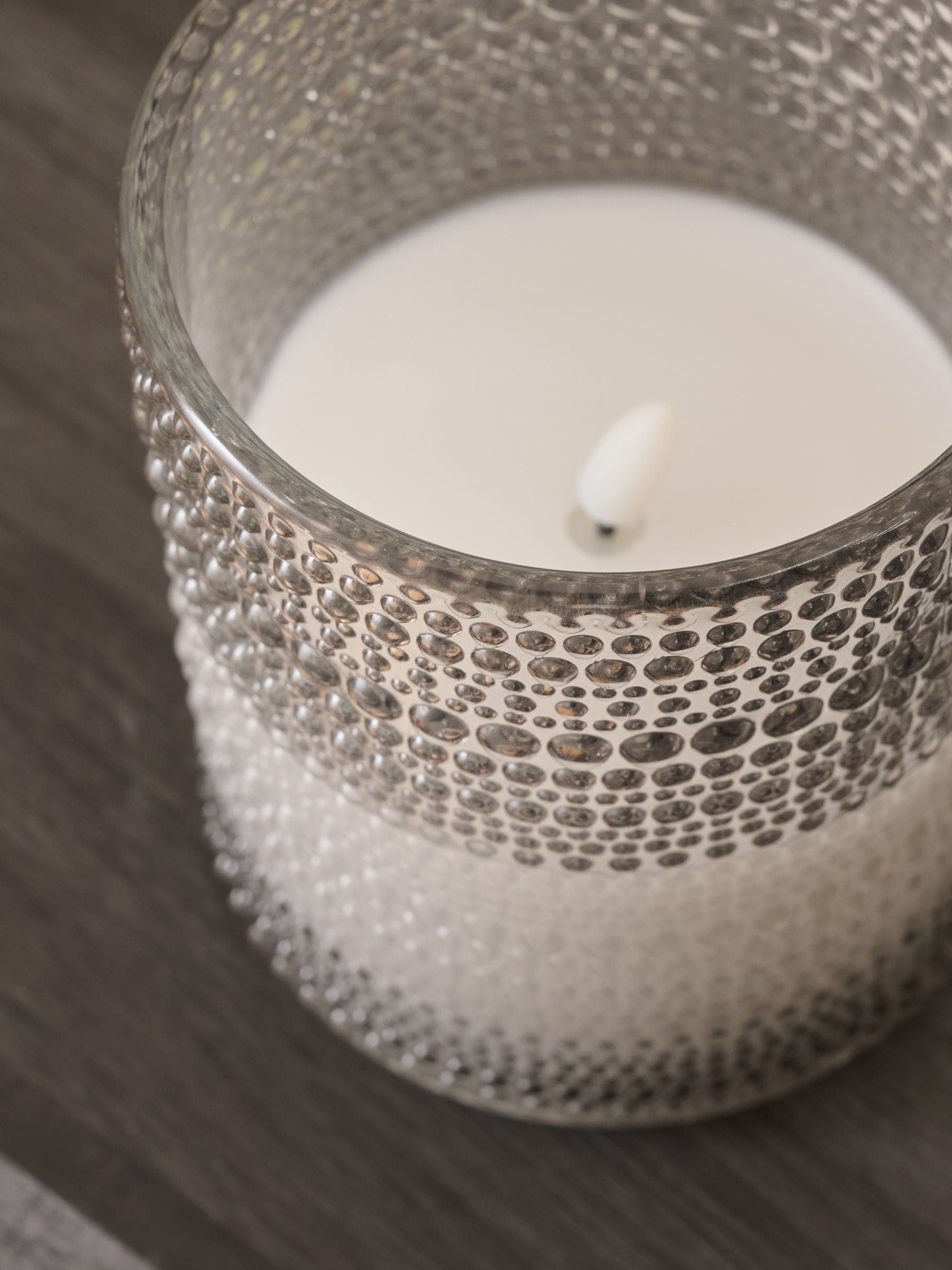 Smoke Grey Glass Large LED Pillar Candle