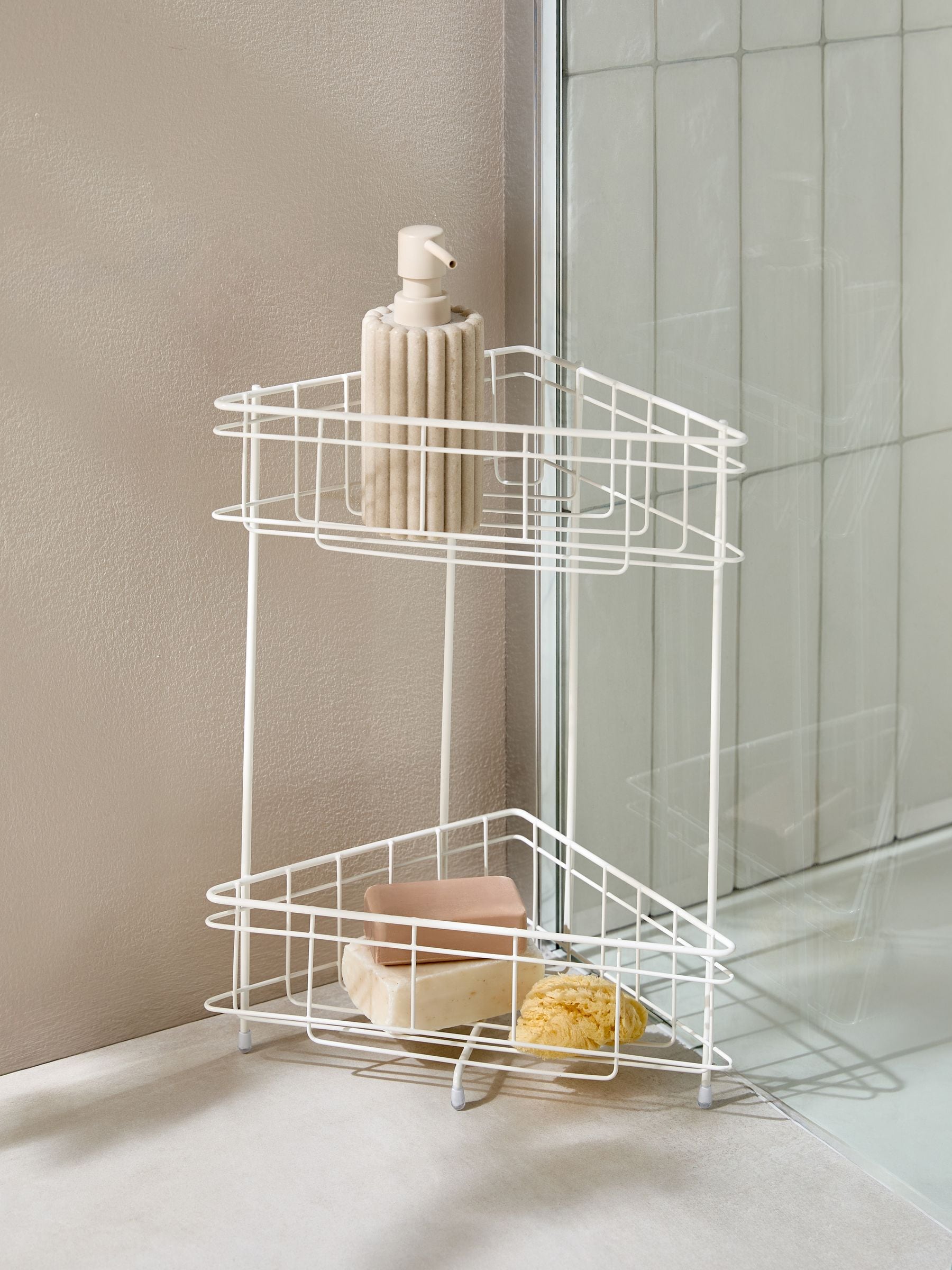 White Small Free-Standing Corner Caddy