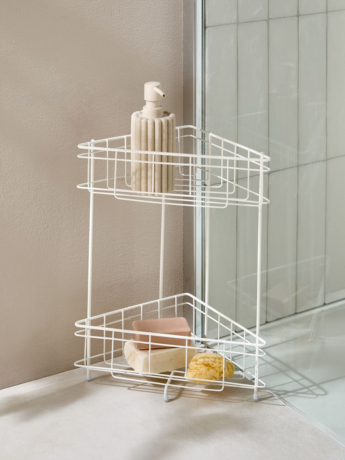 White Small Free-Standing Corner Caddy