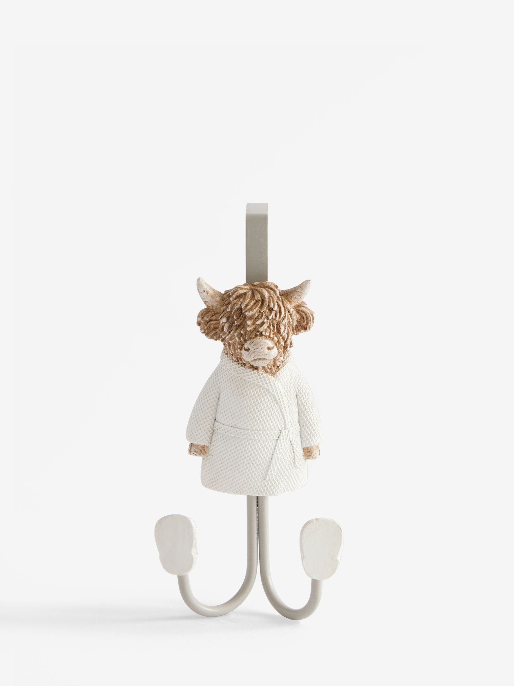 Hamish Highland cow over-door hook for bathroom, 18x9x8.5cm, imported from the UK