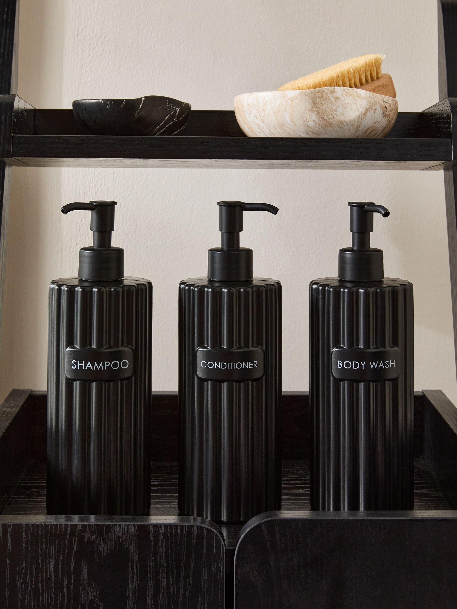 Black Rib Refillable Dispenser Bottles