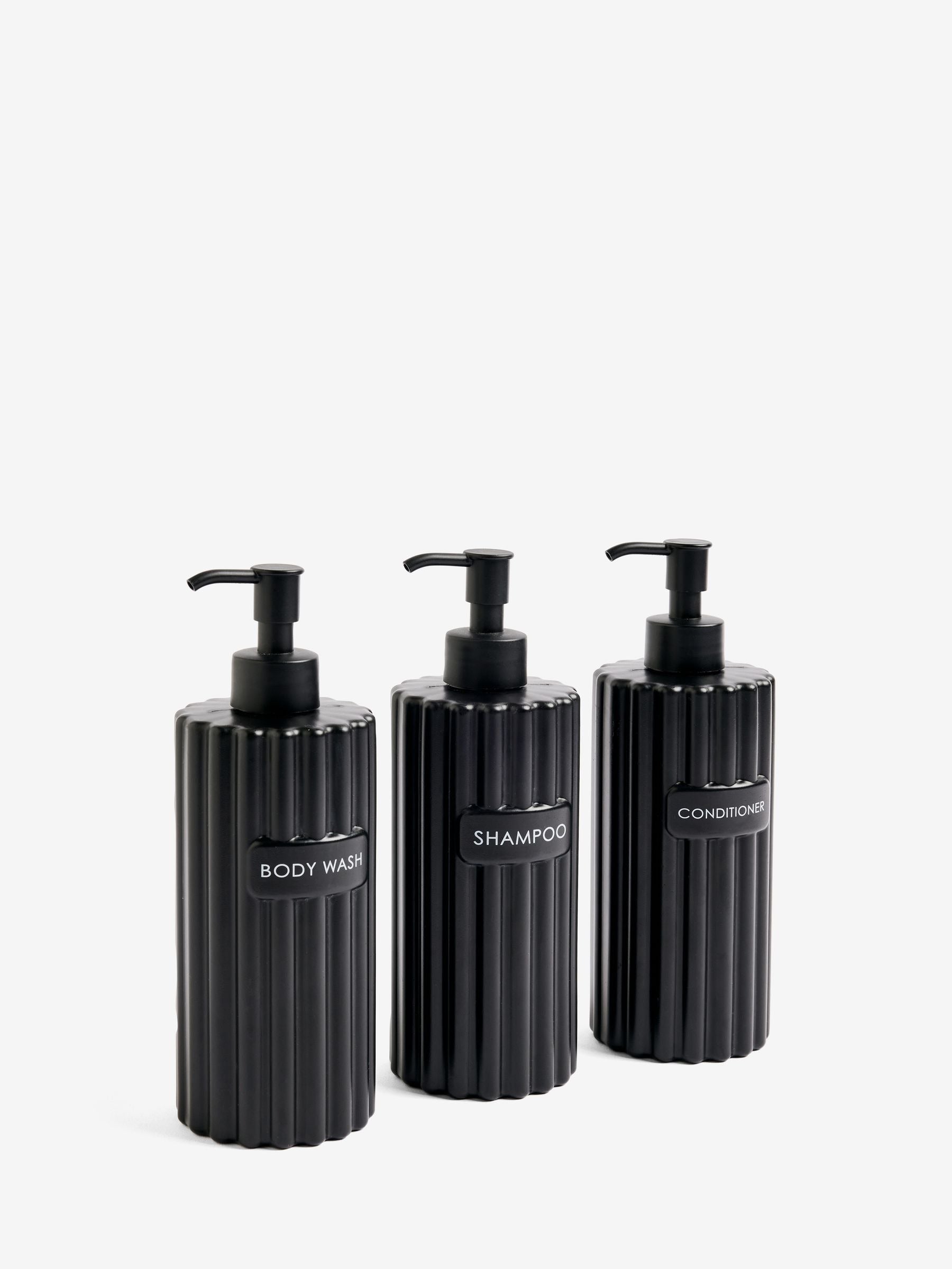 Black Rib Refillable Dispenser Bottles