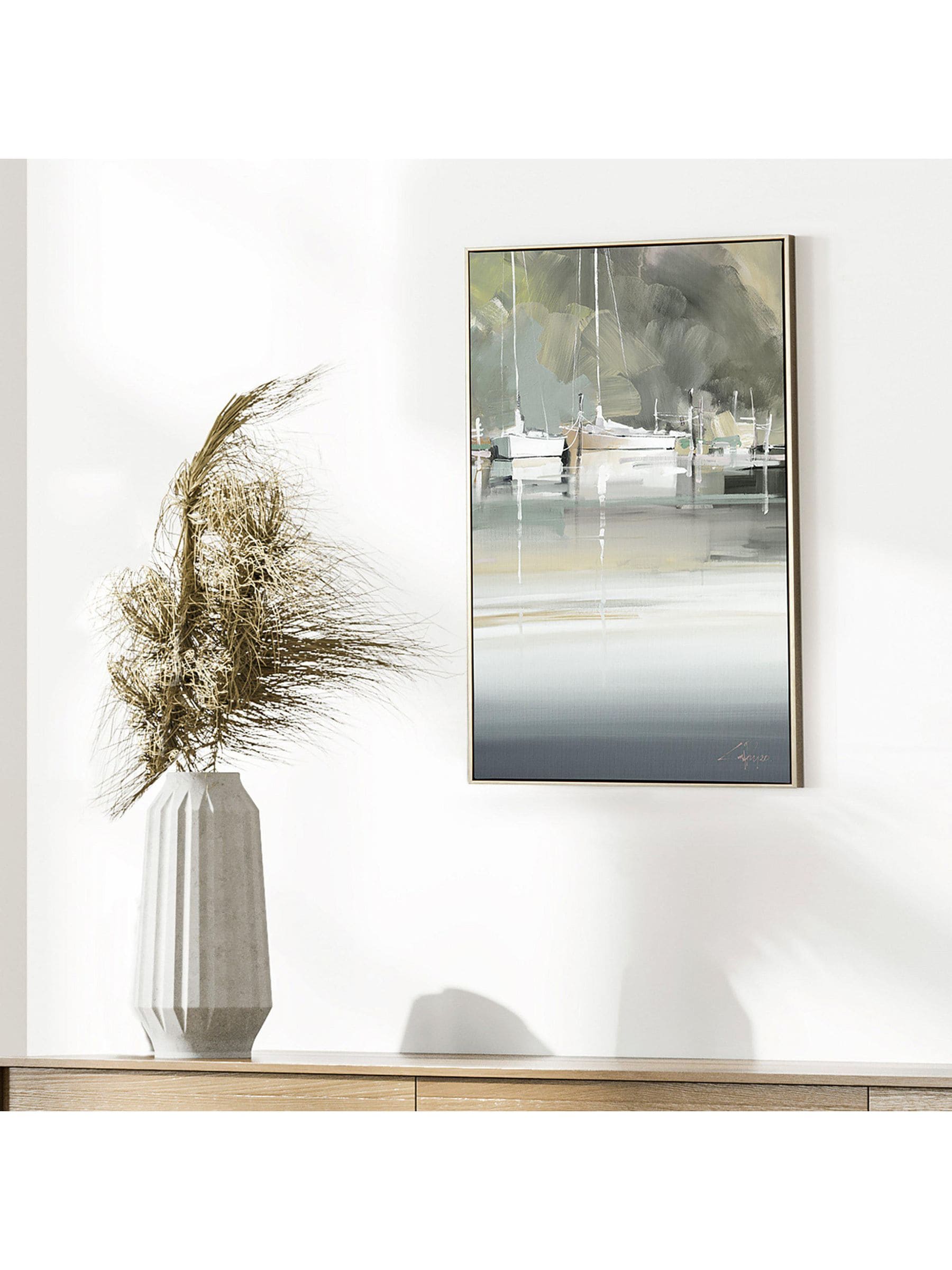 Art Marketing Gold Peaceful Mooring canvas wall art 36x59x3cm - British product