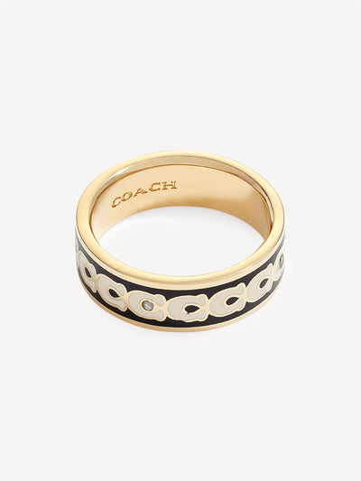 COACH Gold Tone Signature Band Ring Size 7