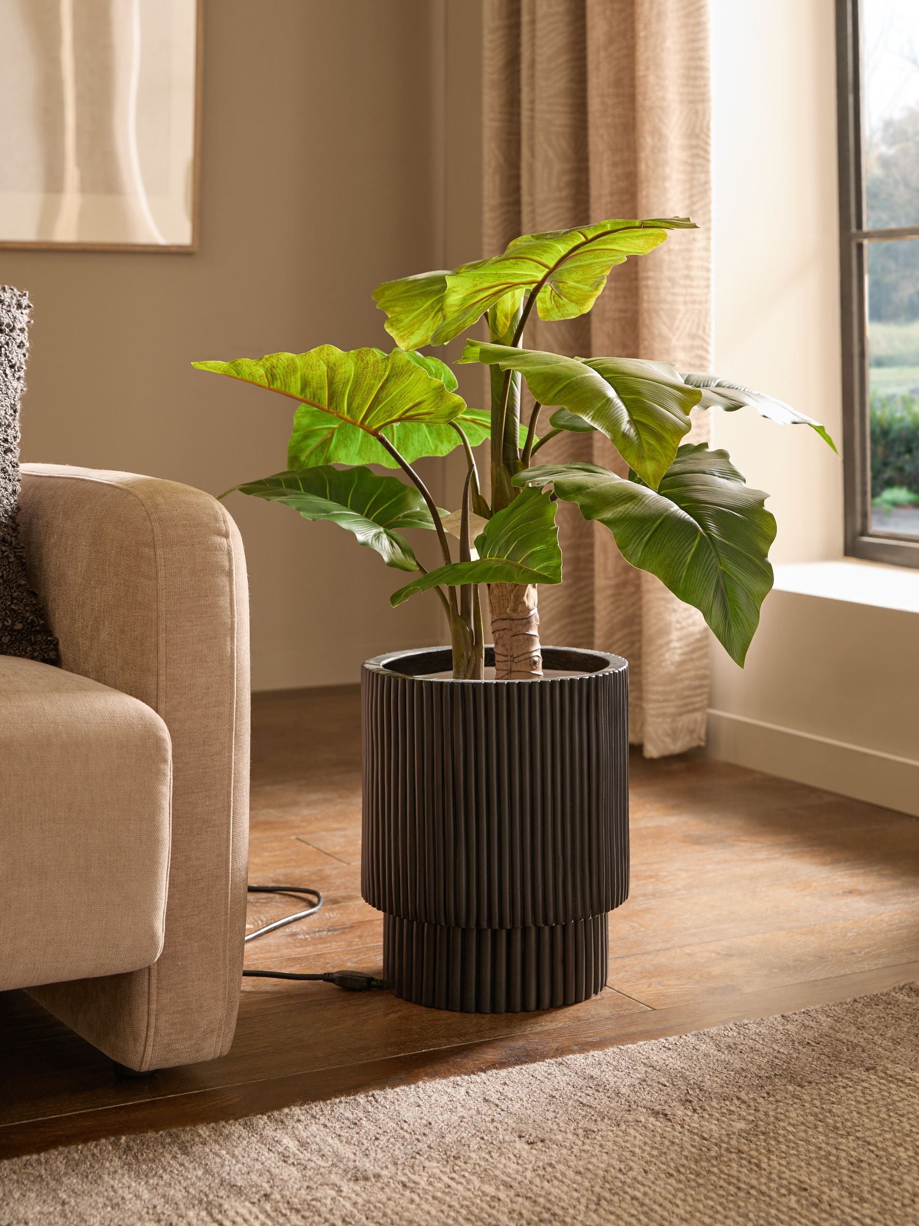Green Artificial Light Up Alocasia Large Plant