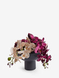 Purple artificial orchid in black contemporary vase 50cm, imported from the UK