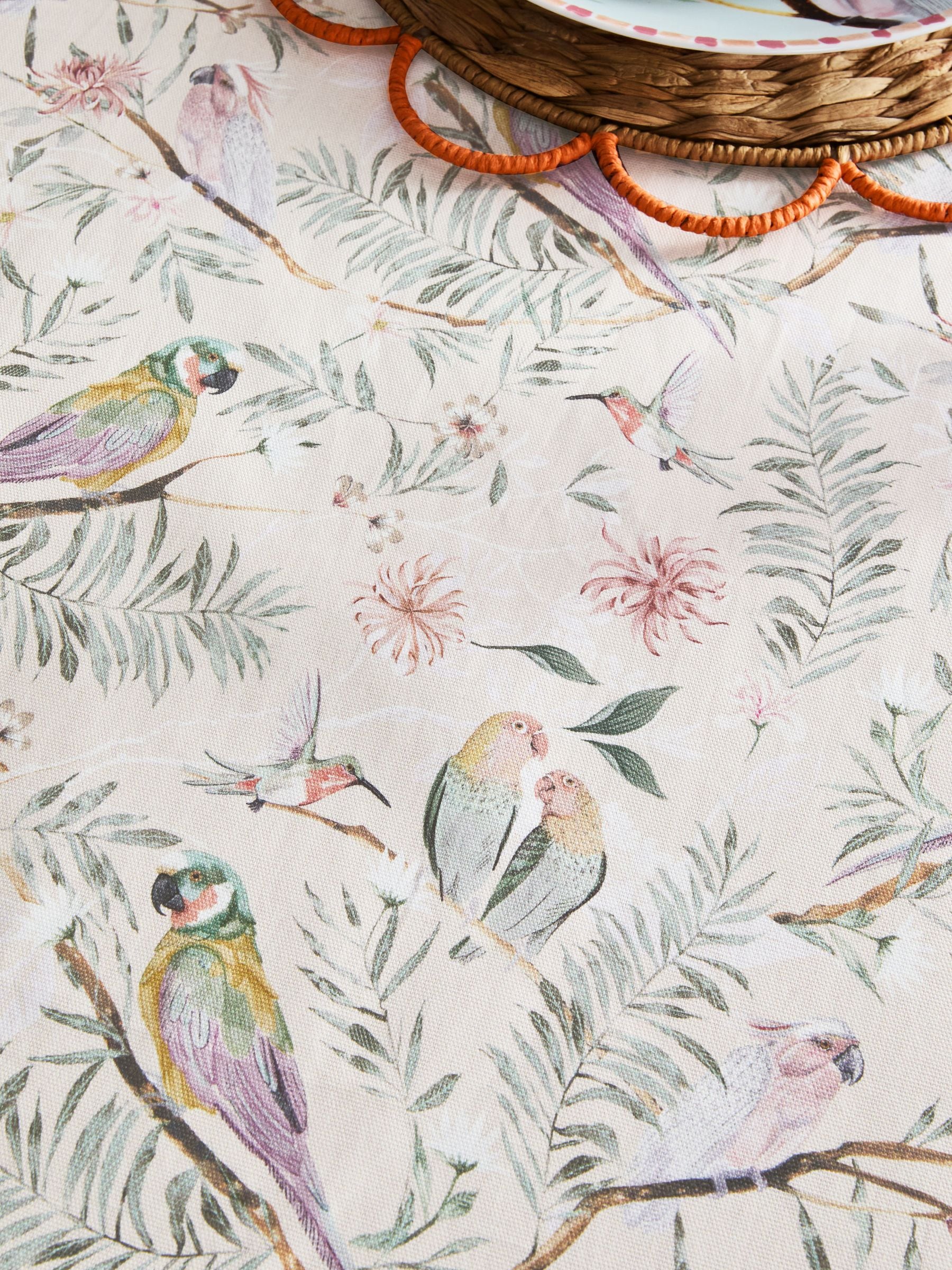 Tablecloth Pink Love Bird Floral 137cm x 178cm, imported from the UK