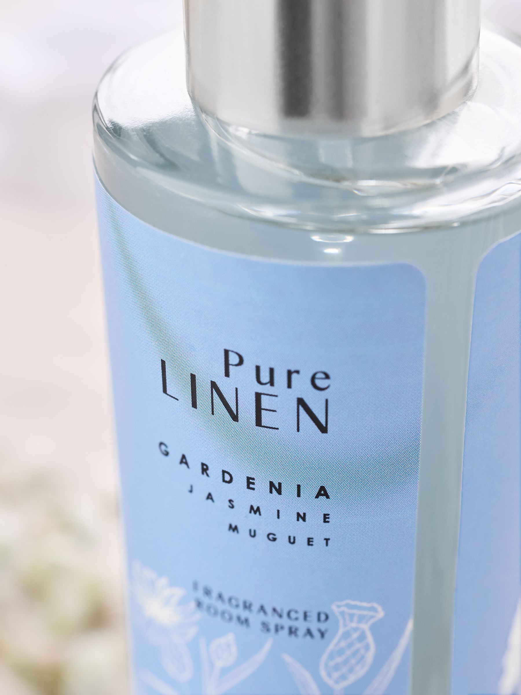 Pure Linen Marine Gardenia room spray, imported from the UK