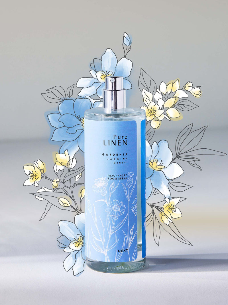 Pure Linen Marine Gardenia room spray, imported from the UK