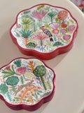 Lucy Tiffney set of 2 pink/orange ceramic trinket trays, UK version
