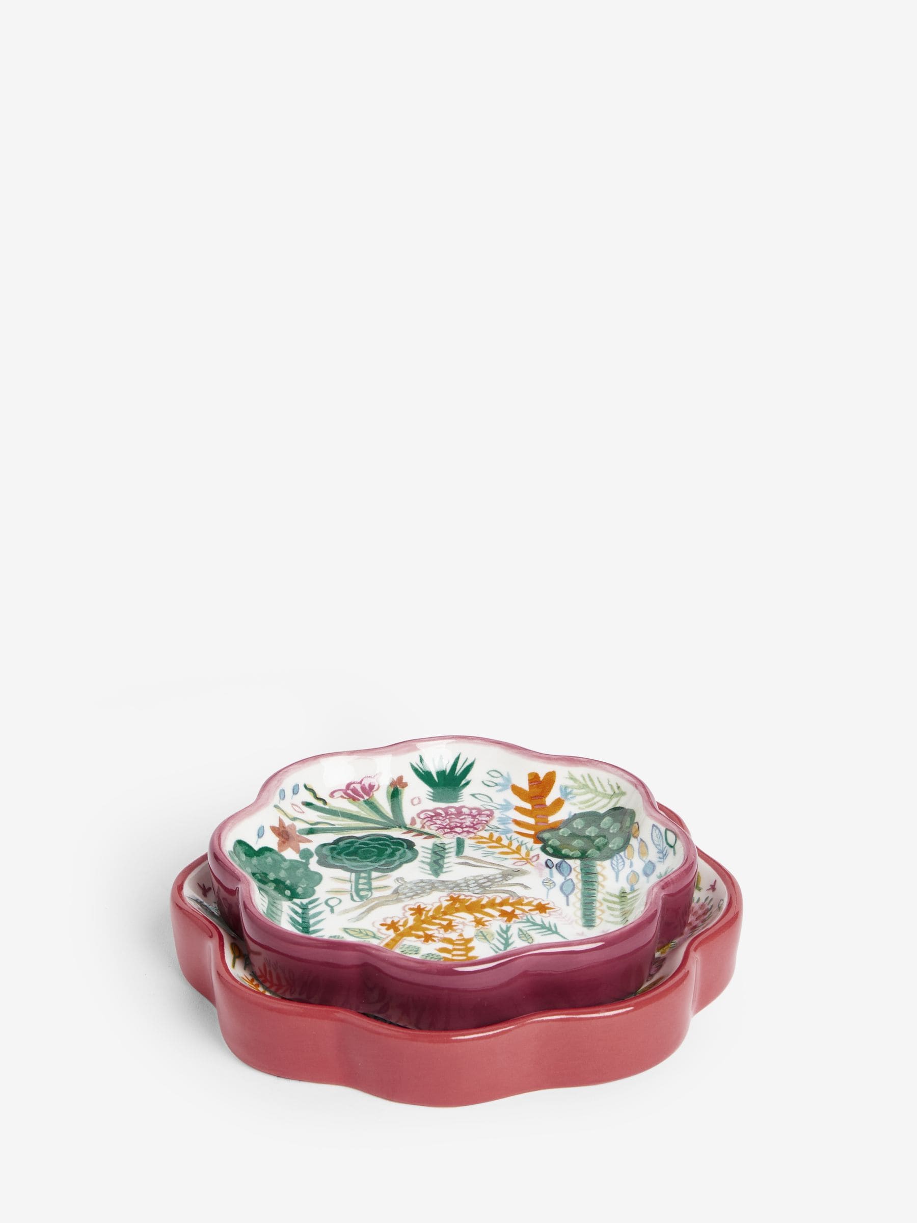 Lucy Tiffney set of 2 pink/orange ceramic trinket trays, UK version