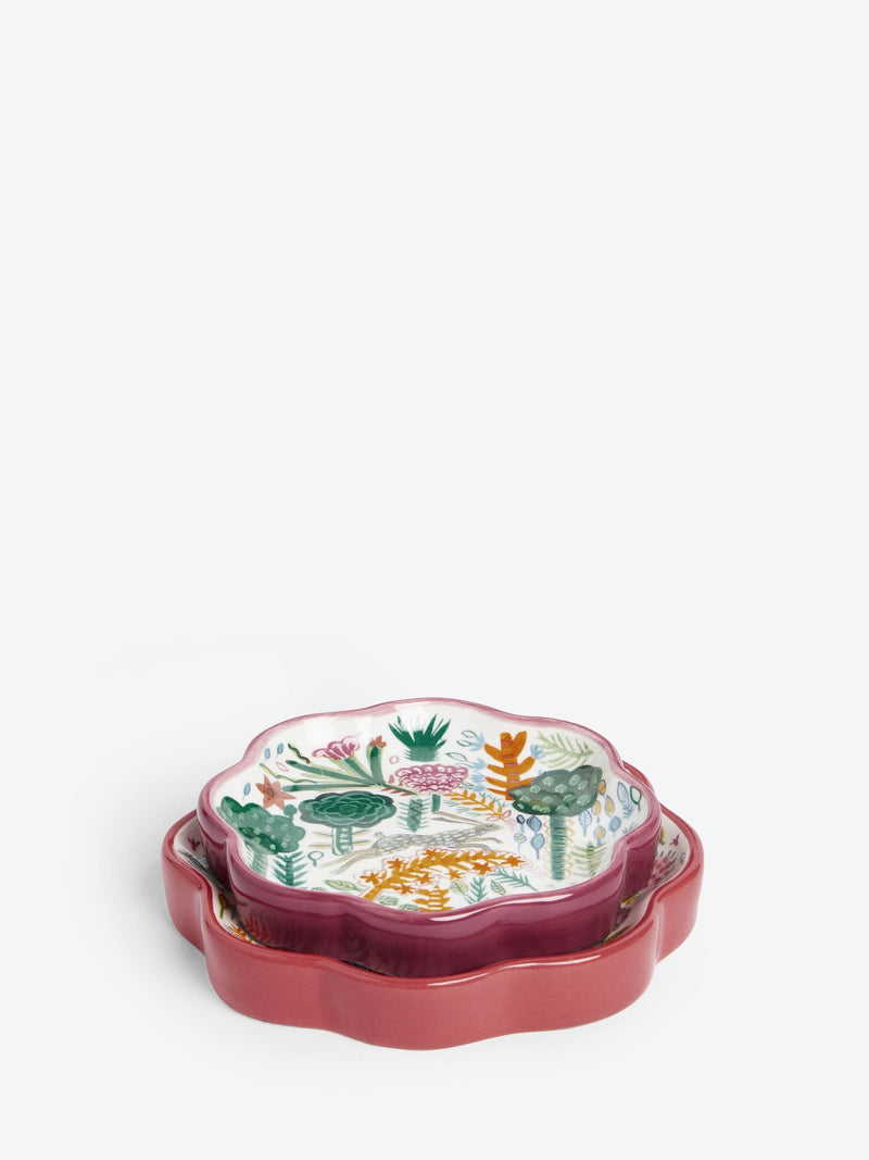 Lucy Tiffney set of 2 pink/orange ceramic trinket trays, UK version