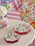 Lucy Tiffney set of 2 pink/orange ceramic trinket trays, UK version
