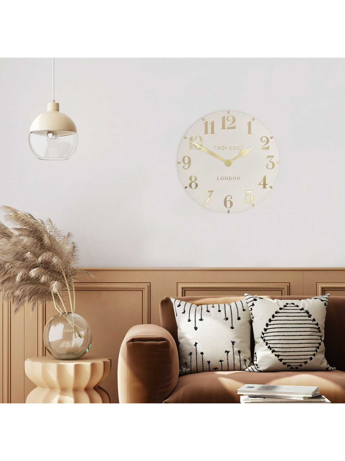 Thomas Kent Clocks Light Brown Arabic wall clock 12-inch (British brand)