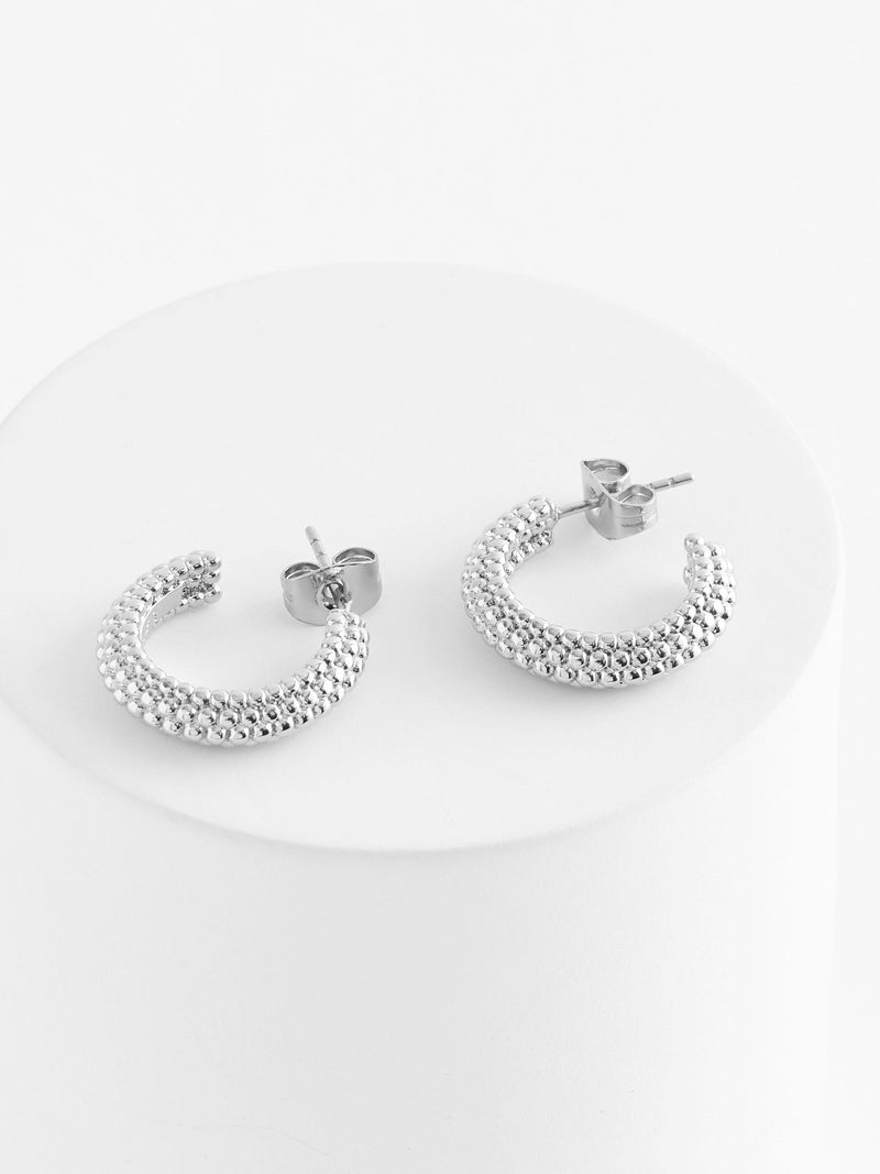 Ted Baker silver tone plain metal dotty hoop earrings - British product