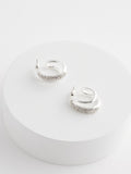 Silver Tone Sparkle Double Hoop Earrings