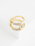 Gold tone interlink sparkle ring, UK version