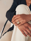Gold tone interlink sparkle ring, UK version