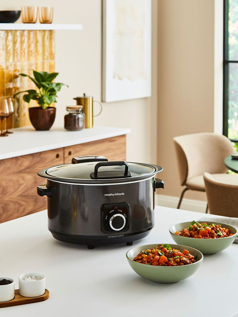 Morphy Richards Black Sear and Stew 6.5L slow cooker, imported from the UK