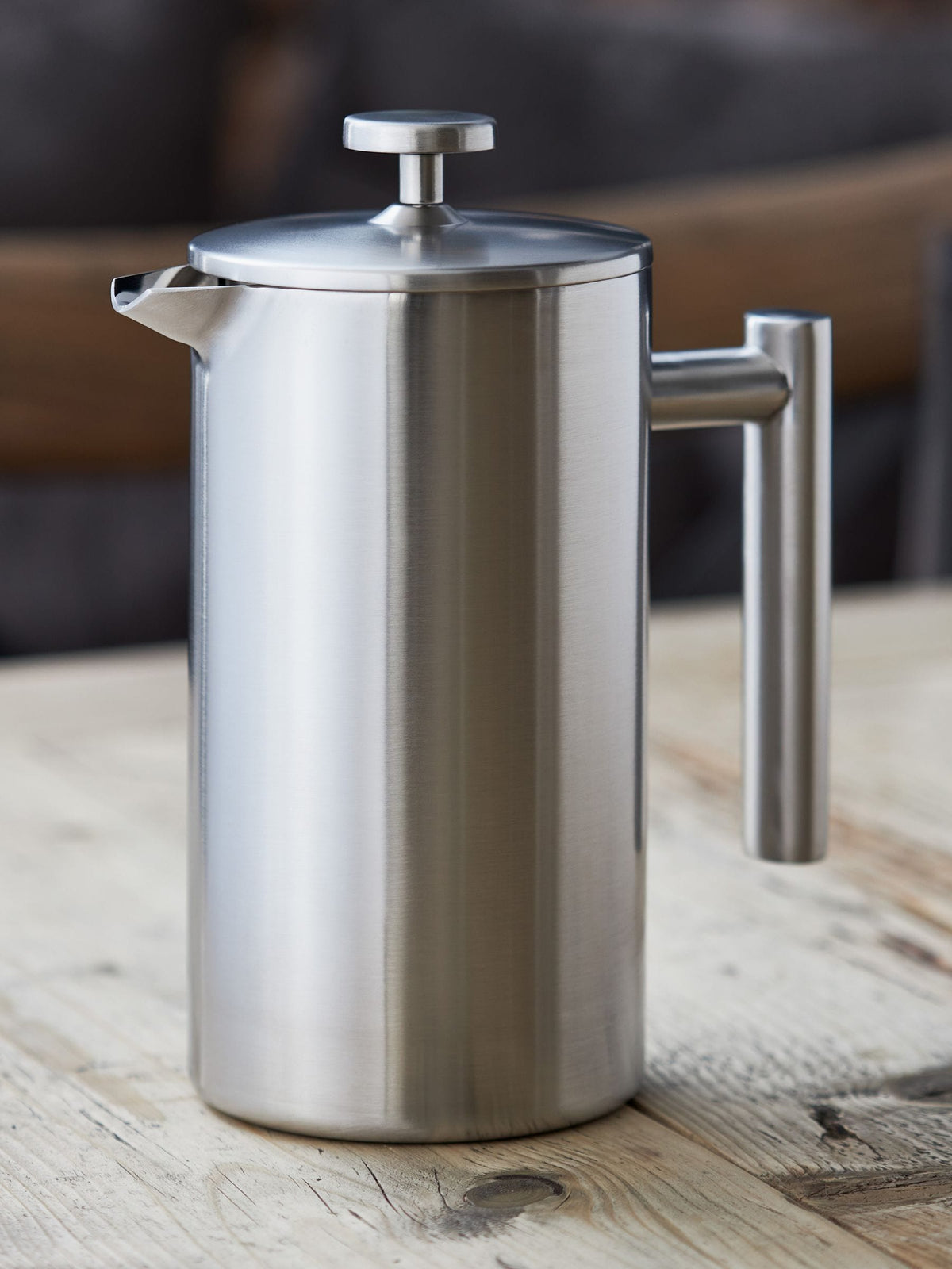 Stellar Brushed Silver 8 cup double-wall insulated cafetiere (British brand)