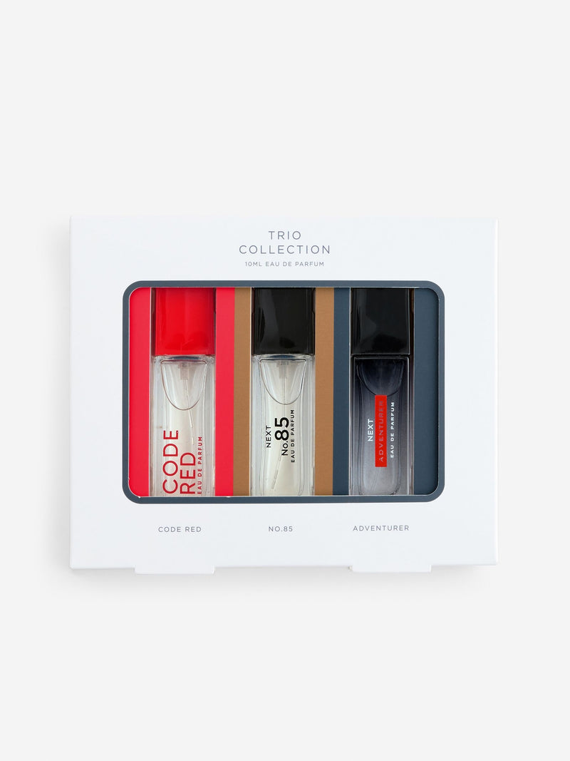 Men's Eau de Parfum trio: Code Red, No. 85, Adventurer 10ml (British brand)