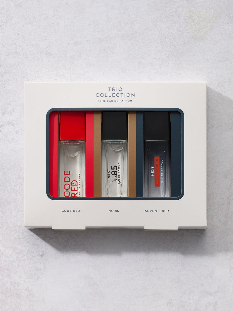 Men's Eau de Parfum trio: Code Red, No. 85, Adventurer 10ml (British brand)