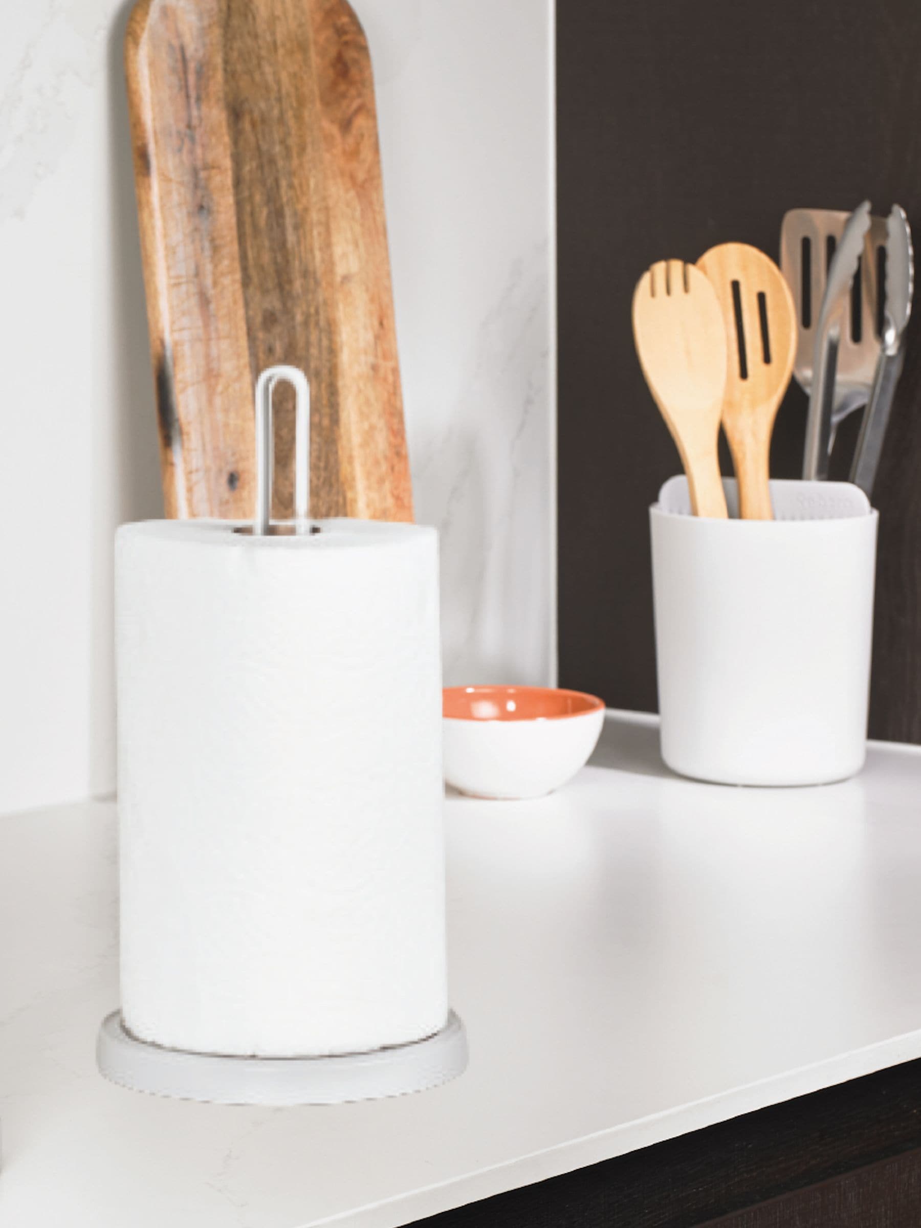 Utensil and Kitchen Roll Holder Bundle with Non-Slip Base
