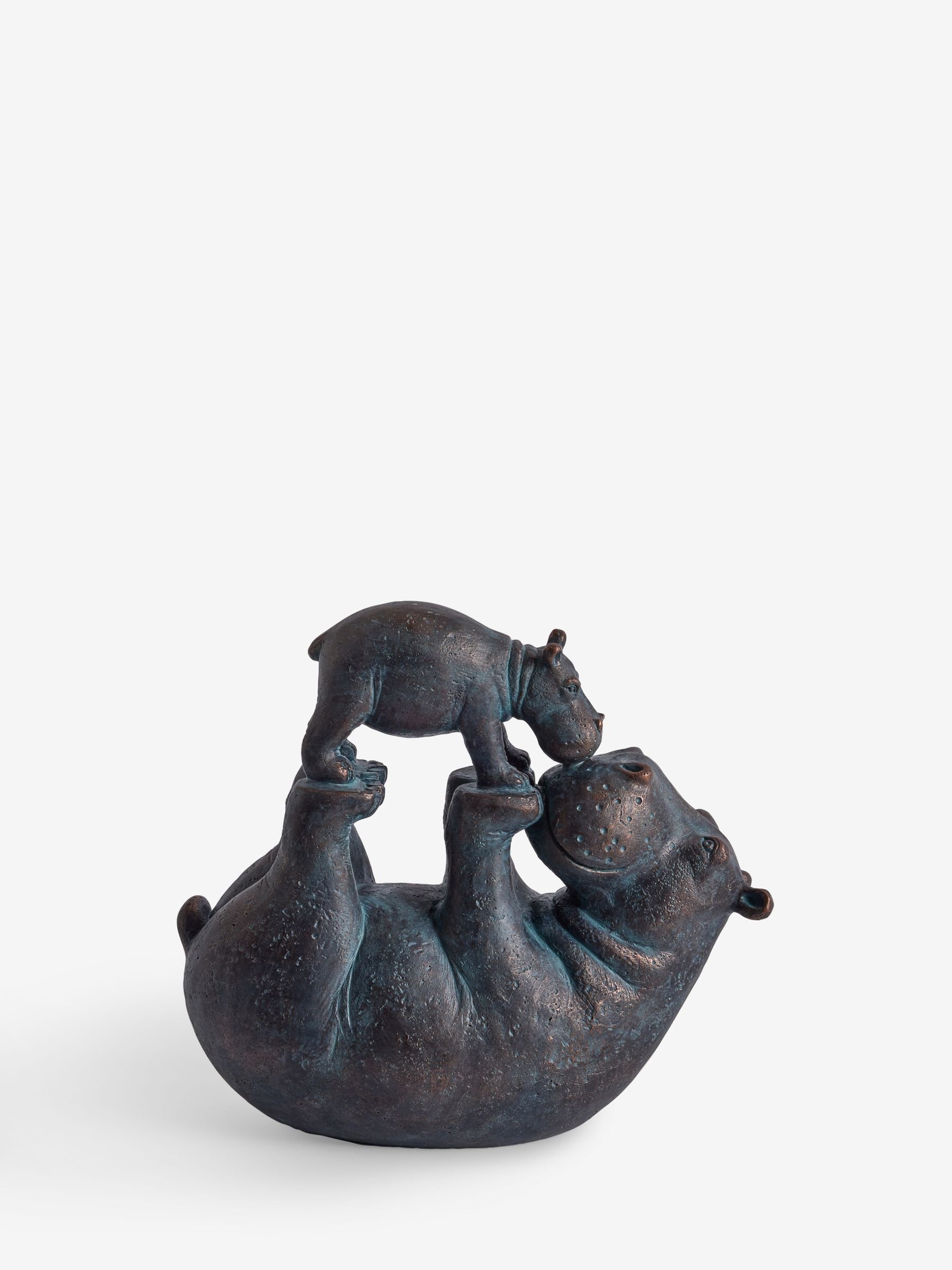 Bronze Hattie and Henry Hippo kissing ornament, 24cm tall - British product