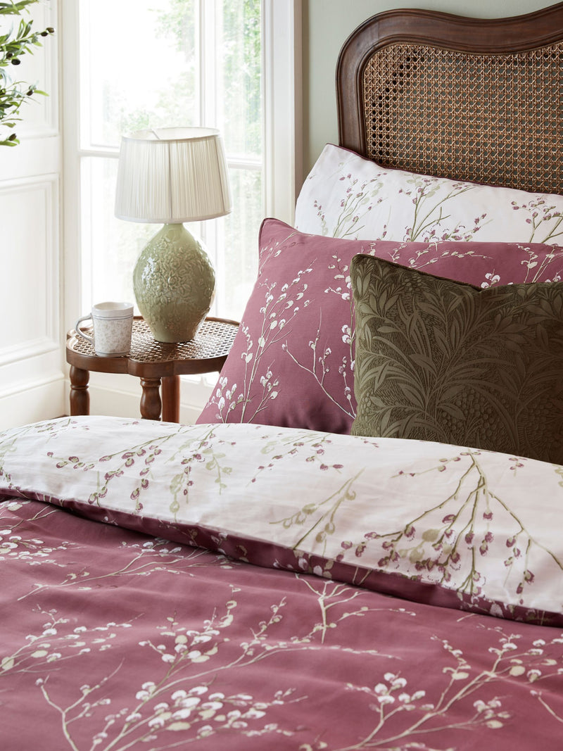 Laura Ashley reversible sateen duvet cover set in Purple Plum Pussy Willow, UK version