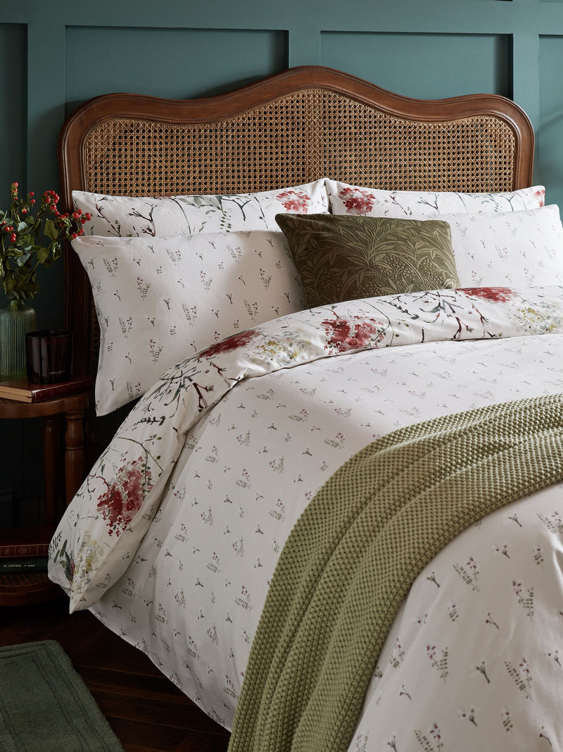 Laura Ashley Pallington Bloom duvet cover set in Red Ruby cotton sateen, UK version