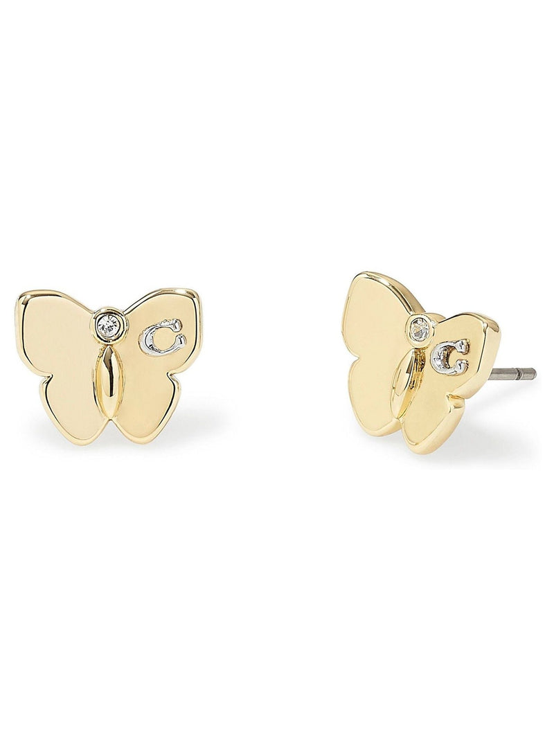COACH gold tone signature butterfly stud earrings - British product